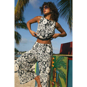 Lulus Yucca Black Floral Embroidered Two-piece Jumpsuit - Size M